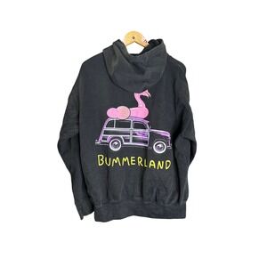 AR Merchandise Graphic Hoodie Wagon Flamingo Bummerland Print Black Pullover
